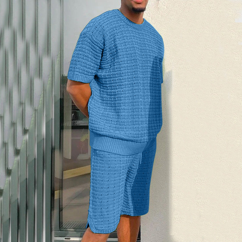 Men's Summer Suit Fashion Loose Men's 2-Piece Outfit Summer Hippie Shirt and Short Set