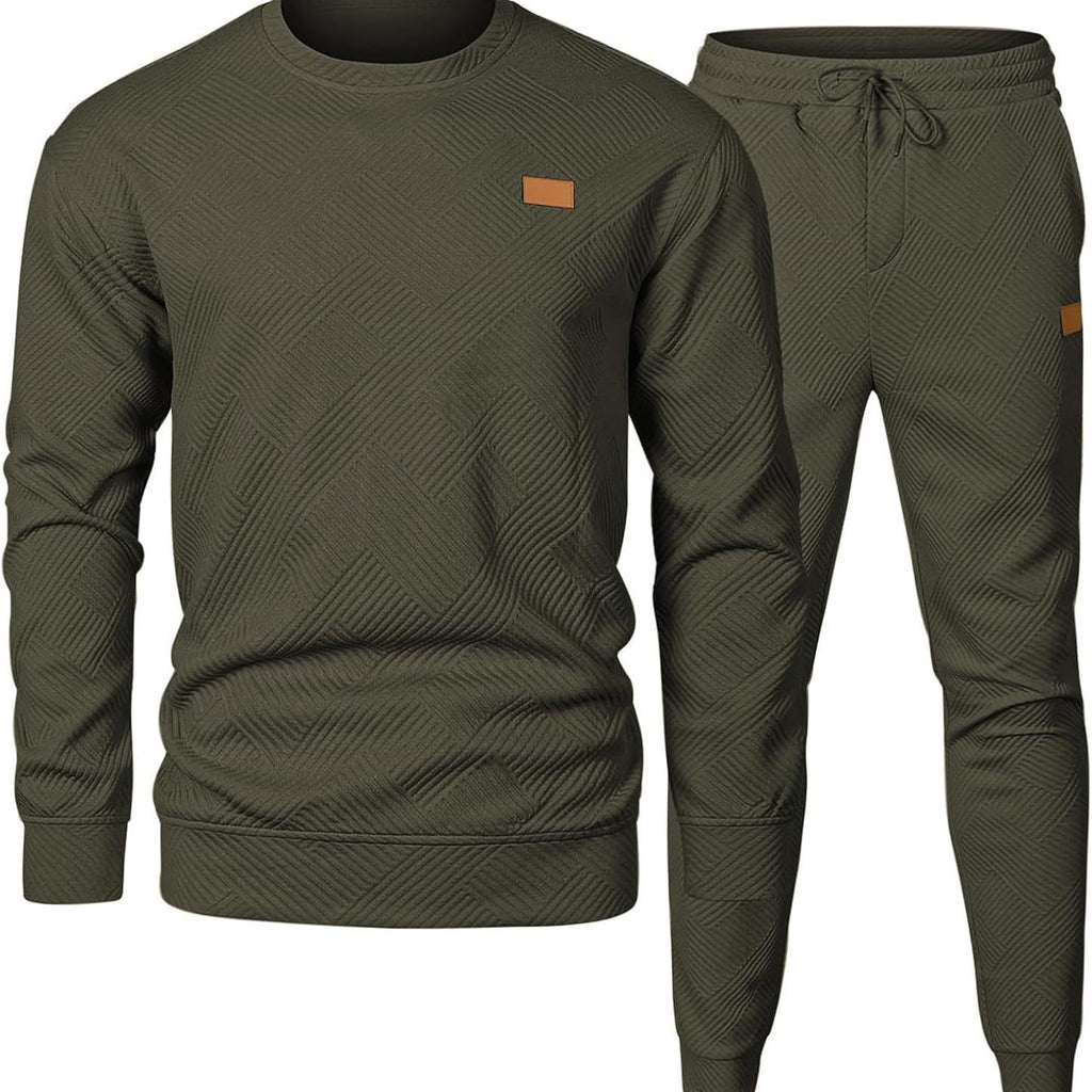 Round Neck Jacquard Sweater Set for Men