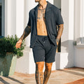 Men's Two-Piece Set Short Sleeve Lapel Button Shirts and Shorts Beach Style Suits Men Summer Fashion Clothing Streetwear