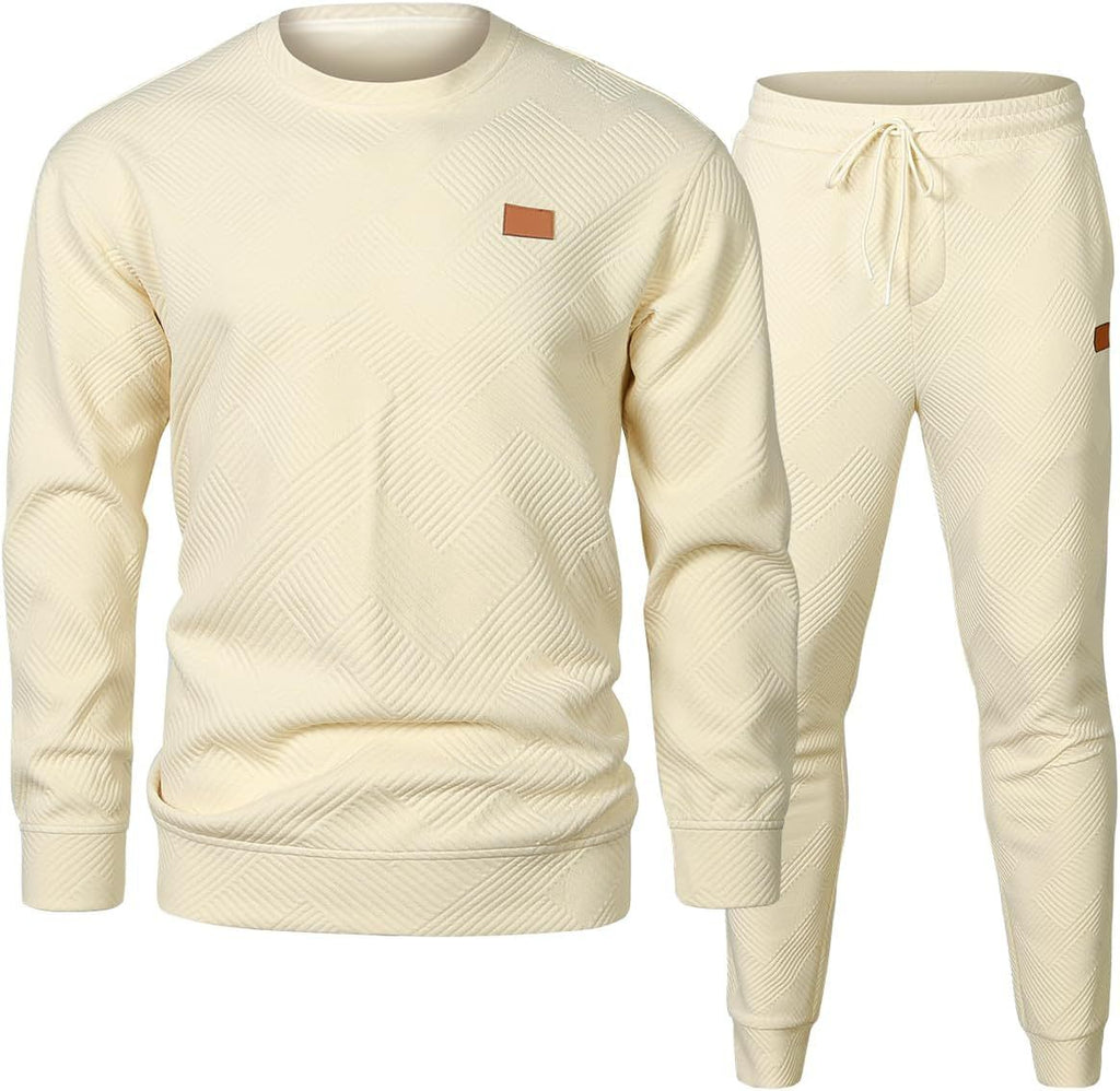 Round Neck Jacquard Sweater Set for Men