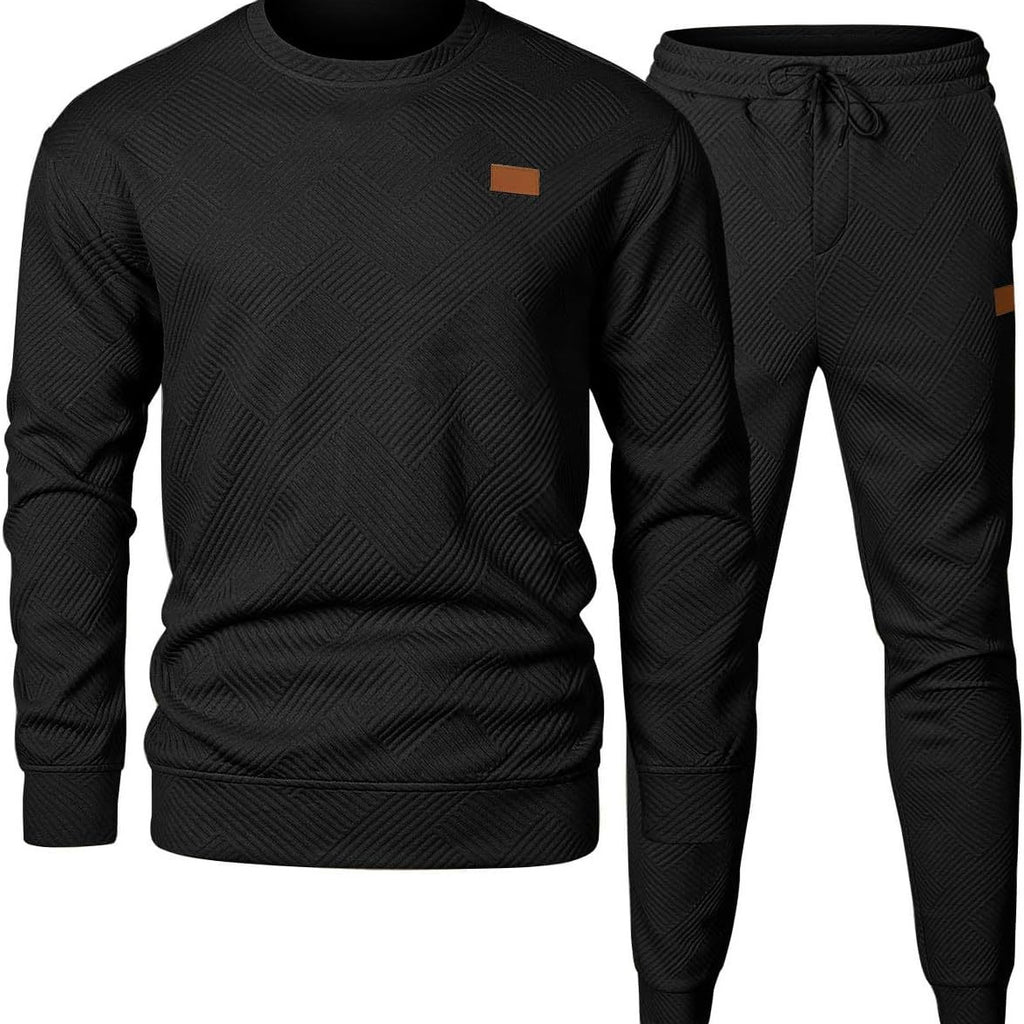 Round Neck Jacquard Sweater Set for Men