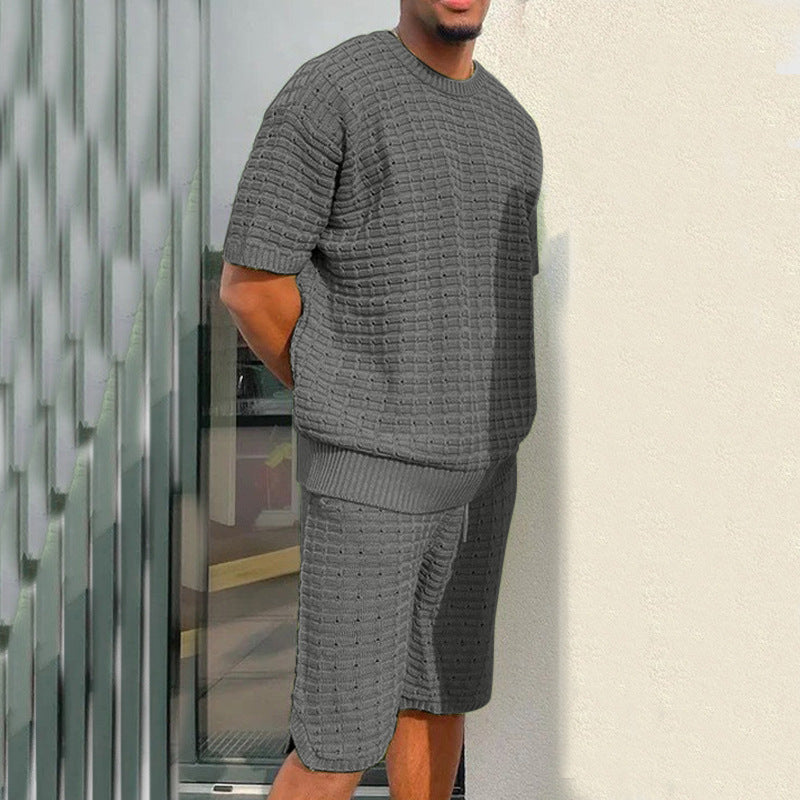 Men's Summer Suit Fashion Loose Men's 2-Piece Outfit Summer Hippie Shirt and Short Set