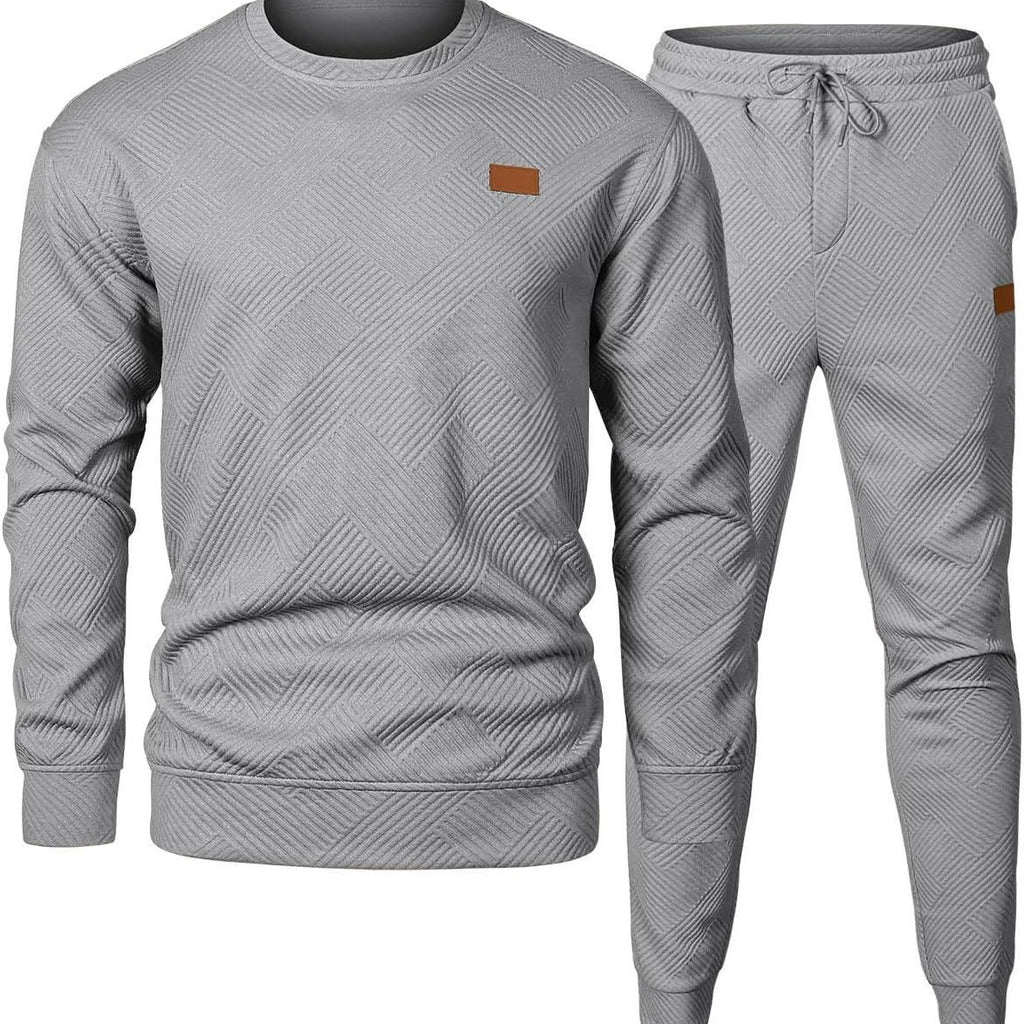 Round Neck Jacquard Sweater Set for Men
