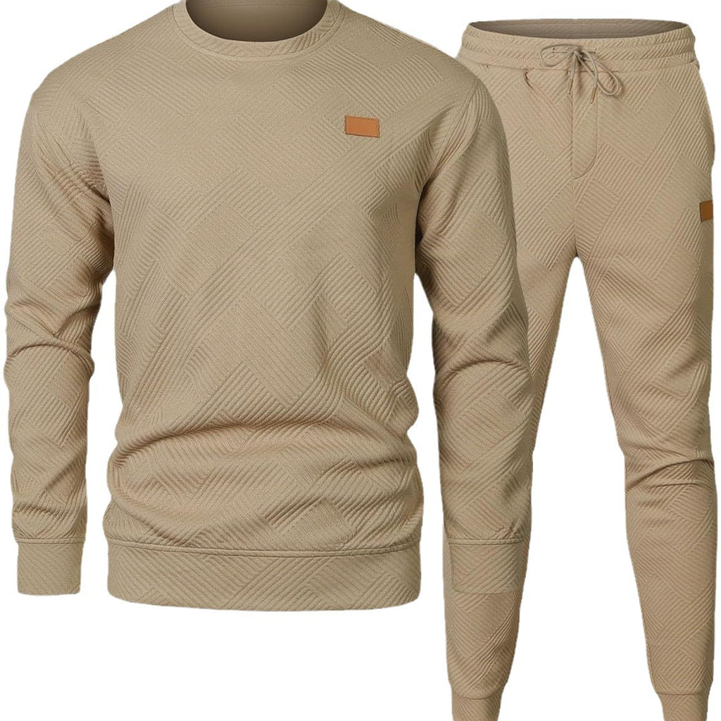 Round Neck Jacquard Sweater Set for Men