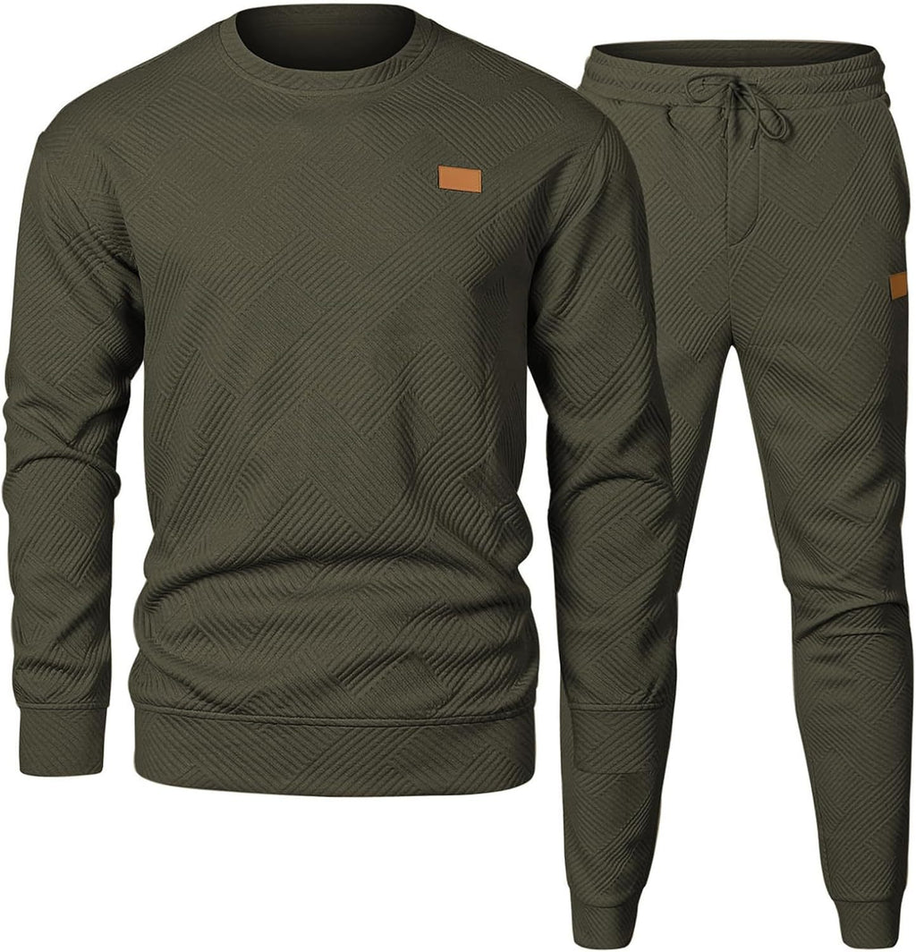 Round Neck Jacquard Sweater Set for Men