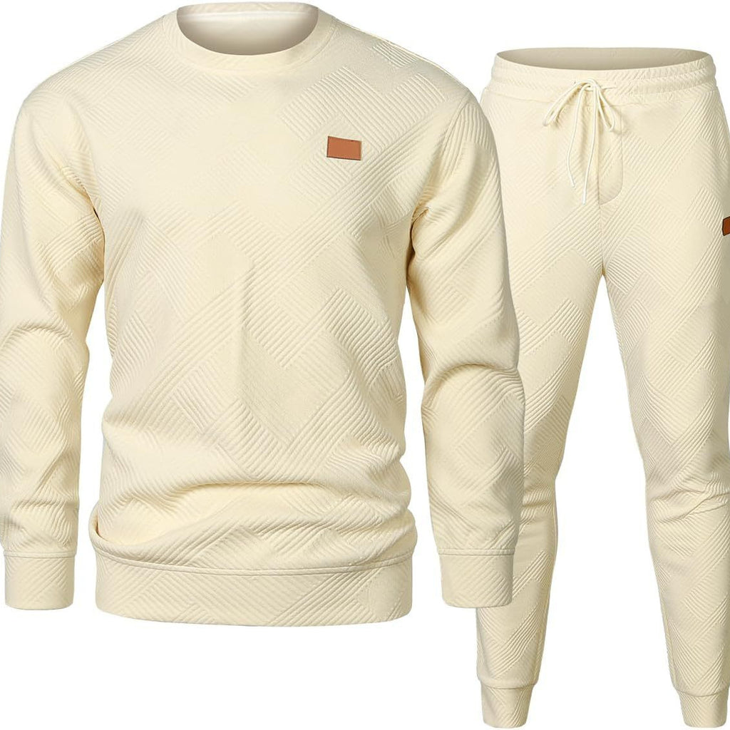 Round Neck Jacquard Sweater Set for Men